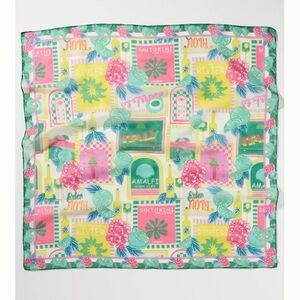 Anthropologie Vibrant Green and Pink Hair / Purse Scarf